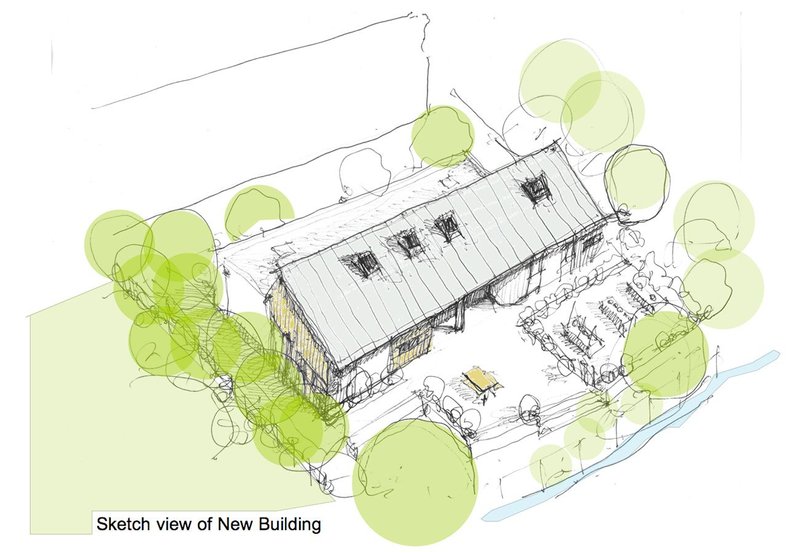 Mark Ellerby Architects, sketch for Emmaus Centre, St Thomas More School, Bedford, 2018. The Individual Needs Support Centre, completed in 2019, provides integration and inclusion of pupils with SEND (special educational needs and disabilities) within mainstream secondary education.