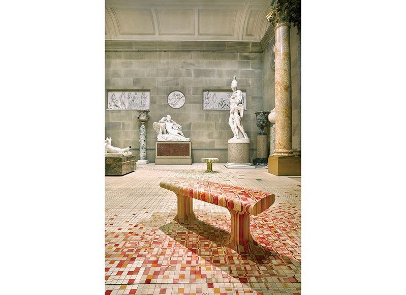 Endgrain bench from an installation at Chatsworth House.