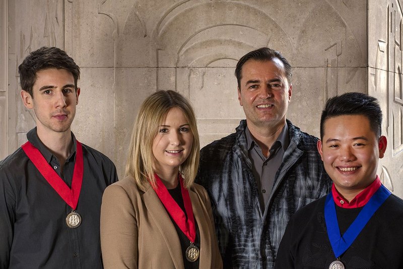 Student Medallists - Wilkie, Price and Boon - with Patrik Schumacher of Zaha Hadid Architects.