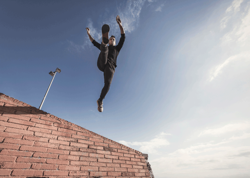 The leaps of suburban parkour.