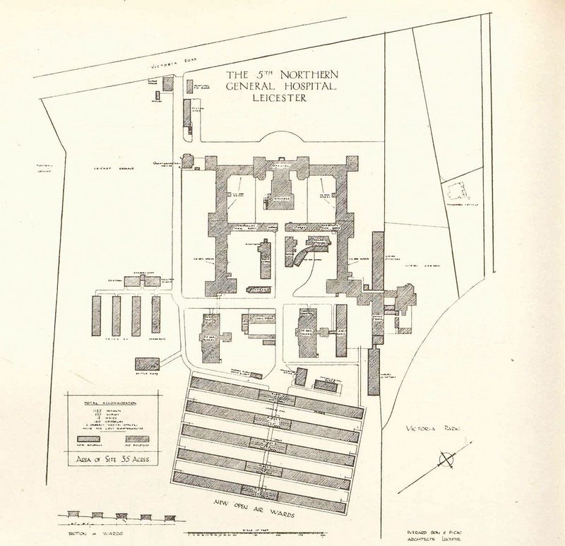 Design for Leicester Military Hospital, RIBA Journal, 8 January 1916.