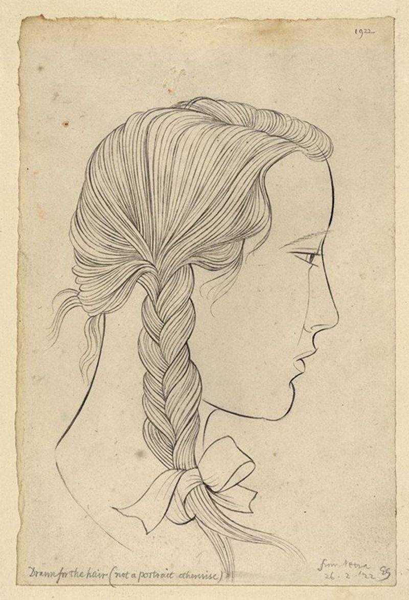 Eric Gill, The Plait, 1922. Pencil on Paper; Ditchling Museum of Art + Craft. A portrait of the young Petra, as an exercise in drawing hair.
