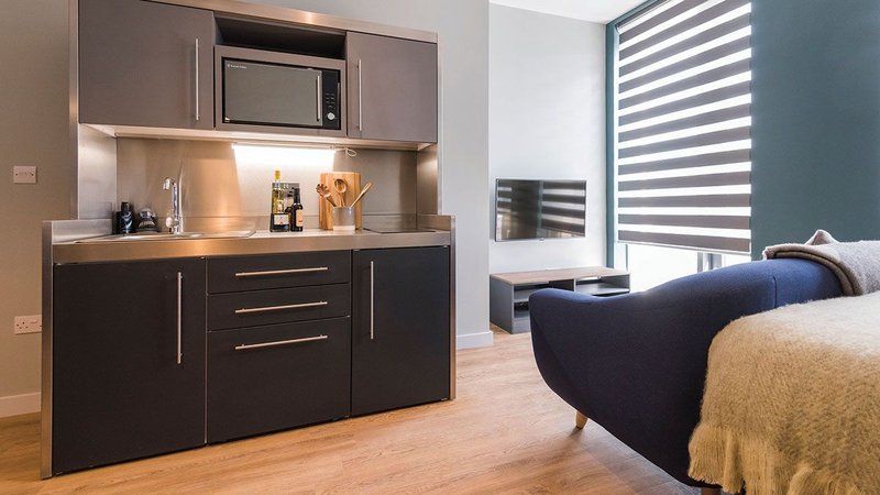 Slimline, stylish, robust: Elfin Kitchens at Crown House student accommodation in Sheffield.