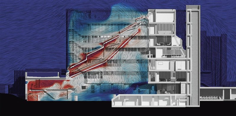 Interrogation for lower operational carbon and enhanced thermal comfort in BDP’s upgrade of James Stirling’s 1968 History Faculty Building, Cambridge.