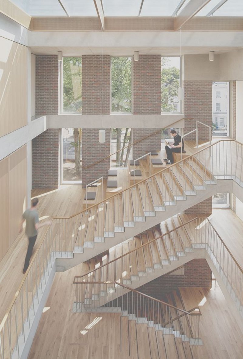 Staircase and multi-use learning space.