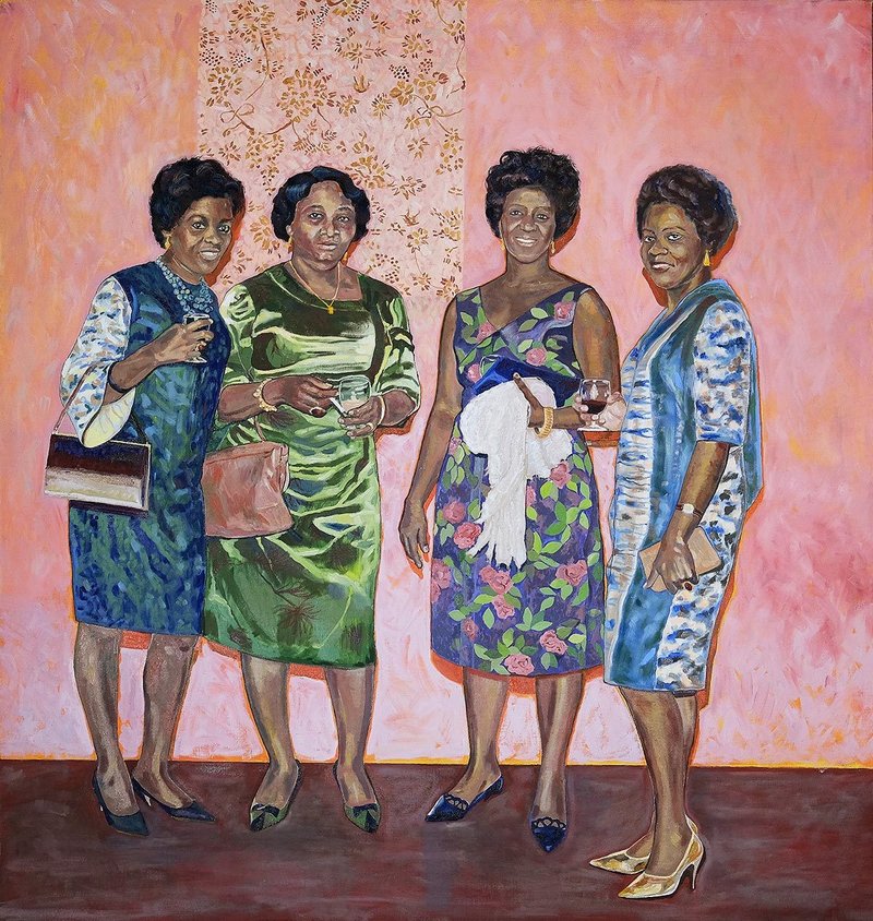 Party Frocks, 2019. The artist’s mother Adeline is shown second from the right.