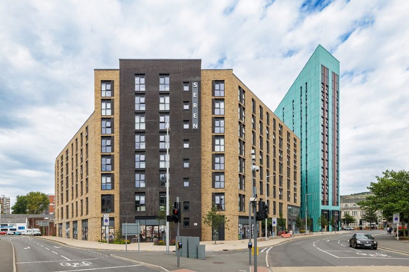 Corstorphine & Wright's Seren development in Cardiff: the facades features two bricks and metal cladding - all supplied by Taylor Maxwell.