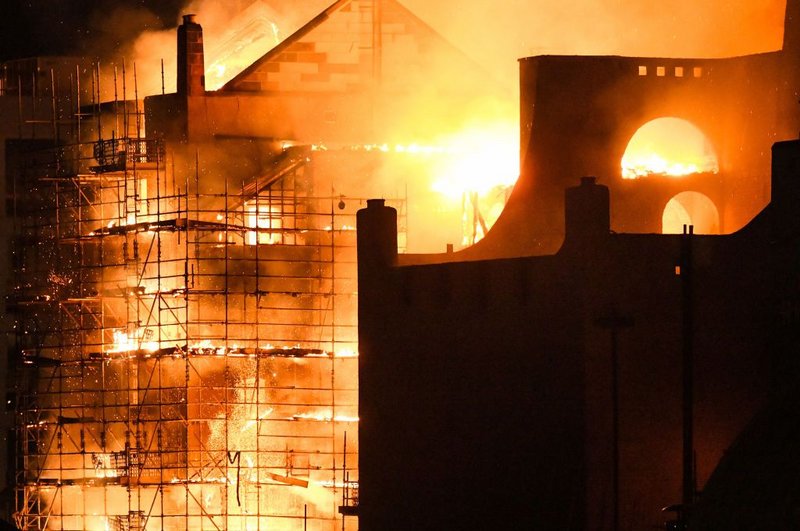 16 June 2018. Four years after the 2014 fire, the Glasgow School of Art construction site was devastated again.