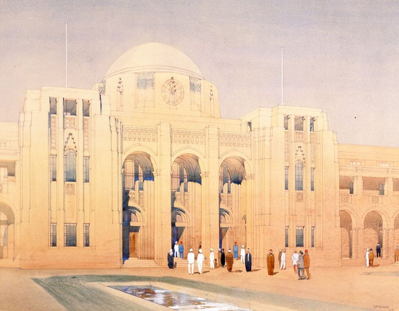 Port Offices Basra, Iraq. Designed and drawn by J M Wilson, 1929.