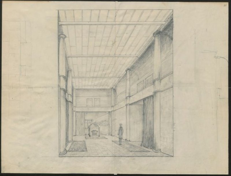 Drawn by Galsworthy: the interior of the fictitious Robin Hill.