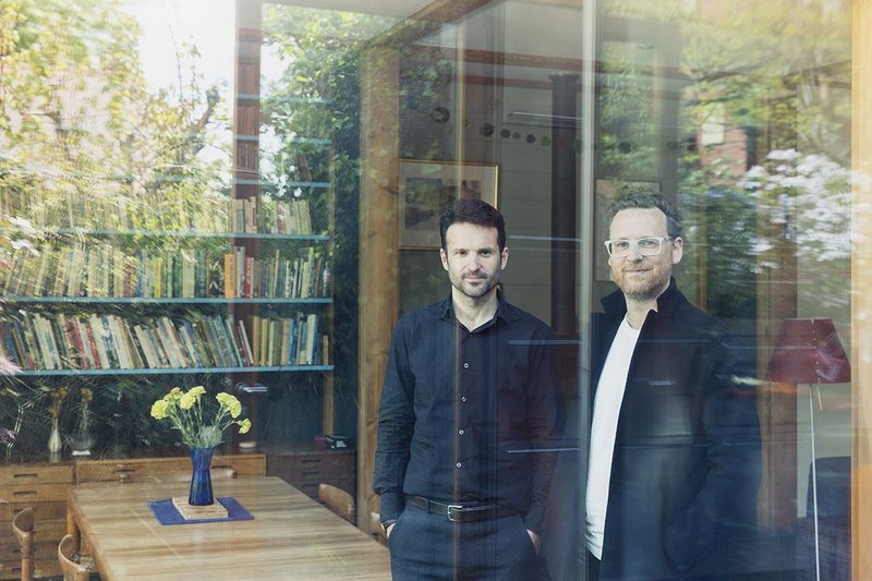 Albert Hill (left) and Matt Gibberd looking out for the future of modern houses at Marcus Lee's Framehouse.