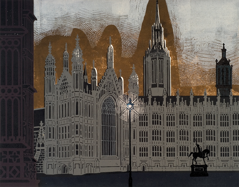 Edward Bawden (1903—1989) Nine London Monuments - Palace of Westminster,  1966. ©The Edward Bawden Estate. Courtesy of the Trustees of the Cecil Higgins Art Gallery (The Higgins Bedford).