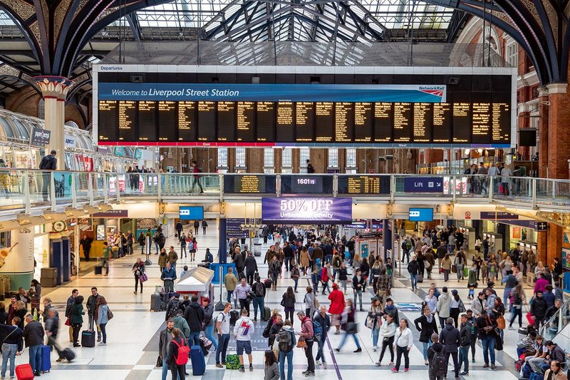 Complicated: the concourse at London Liverpool Street station.