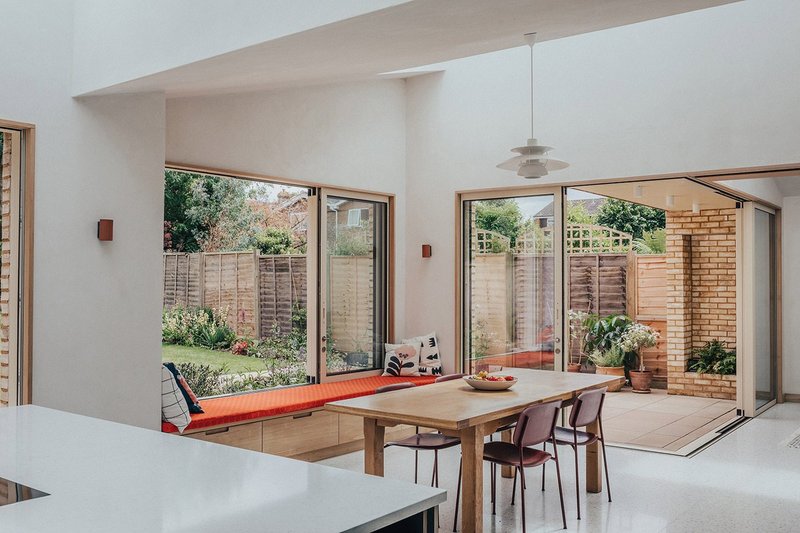 Large sloped rooflights softly illuminate the new spaces.