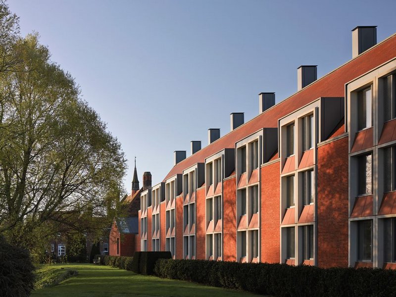 North-east elevation. Each bedroom has a fixed main window alongside a louvred panel in front of an insulated vent.