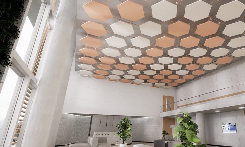 Sonify by Zentia uses ground-breaking, digital-first technology to help architects design unique discontinuous ceiling systems.