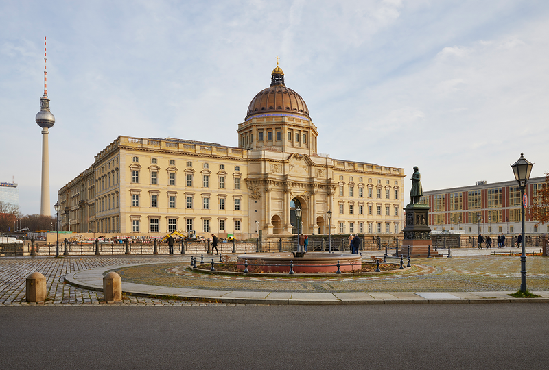 The Humboldt Forum in all its baroque splendour, the Alexanderplatz TV Tower in the background is one of a dwindling number of iconic East German artefacts in the city.