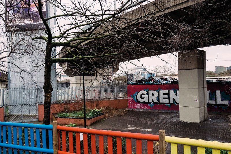 One of the local memorials that sprang up after the Grenfell Tower fire, this one under the Westway. Sarah Lee for RIBA Journal.