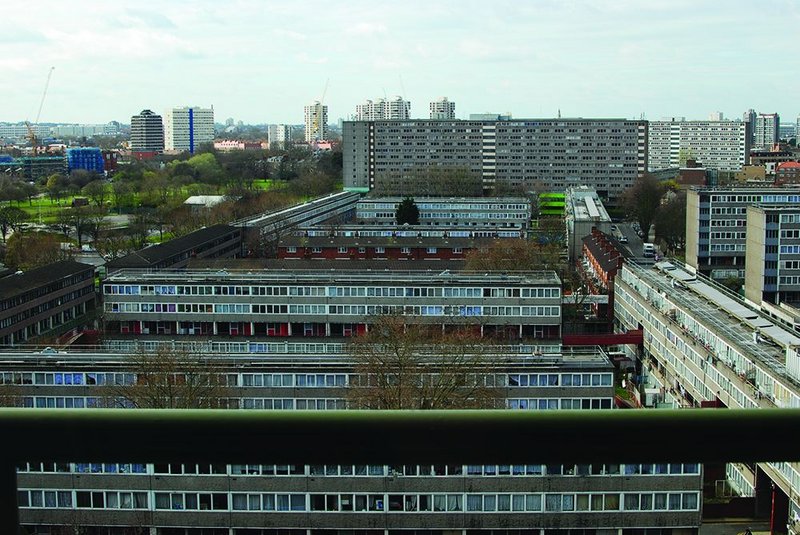 Overview of the Aylesbury Estate in London’s Elephant and Castle, 2,704 council dwellings built between 1963 and 1977 and site of Tony Blair’s first speech as prime minister.