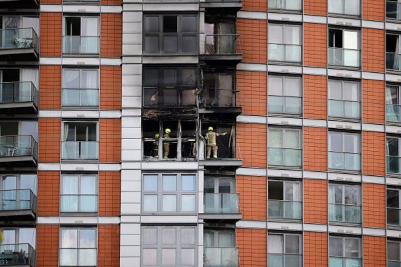 New Providence Wharf  in East London shortly after the fire.