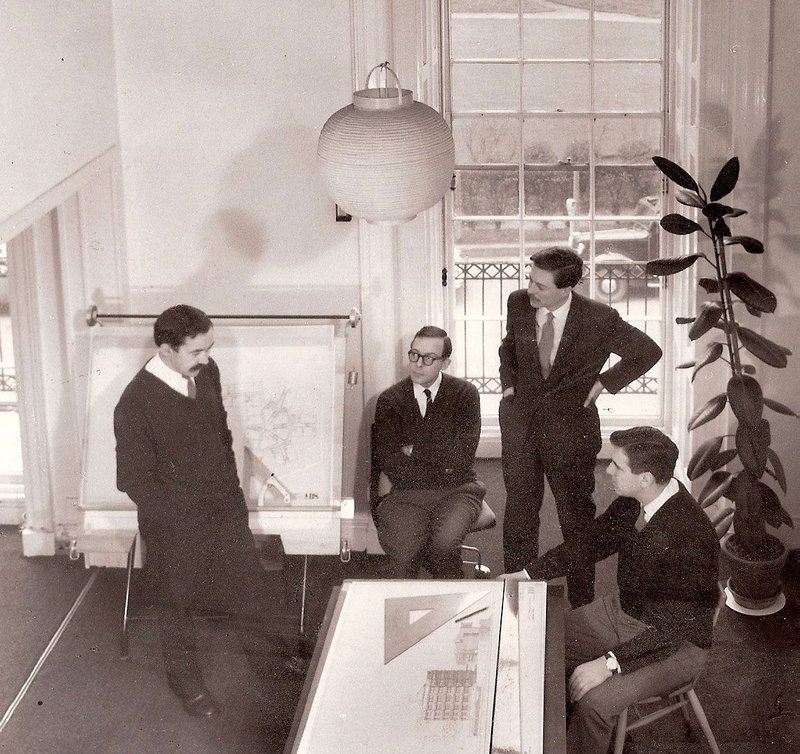 HKPA partners at their Fitzroy Square studio. Left to right Bill Howell (1922-74), John Killick (1924-71), John Partridge (1924-2016) and Stan Amis (b.1924).