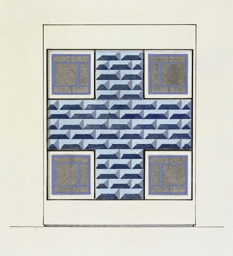 Berthold Lubetkin, Unexecuted alternative design for a prefabricated house front, 100 Houses Scheme, Thorntree Gill Housing, Peterlee.