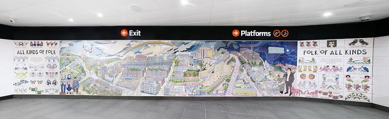 Hillhead Subway Station includes an artwork by local artist Alistair Gray