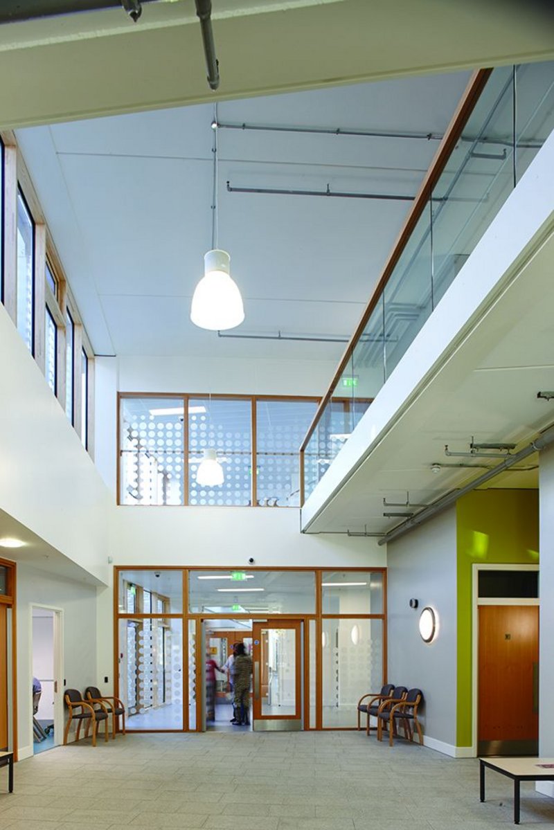 Double height spaces in the foyer and at the knuckle of the building bring in light and give it a lift.