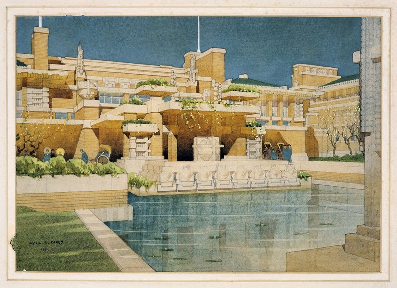 Perspective of the Imperial Hotel, Tokyo, 1929.
