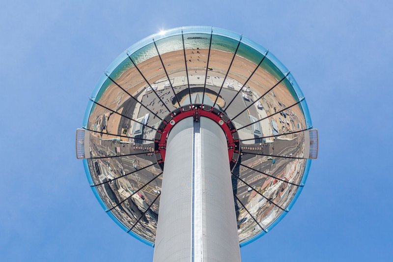 The underside of Marks Barfield Architects' i360 observation platform in Brighton.