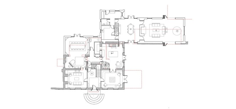 Main house ground floor plan.