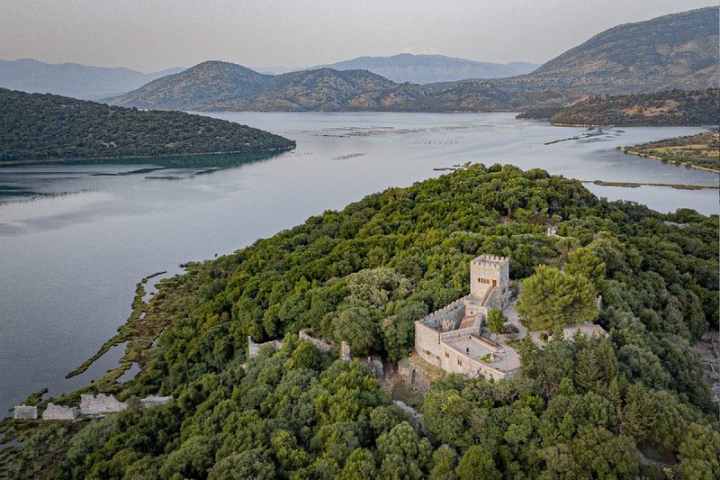 Butrint National Park: View of Butrint Lake with the Venetian Castle in the foreground.