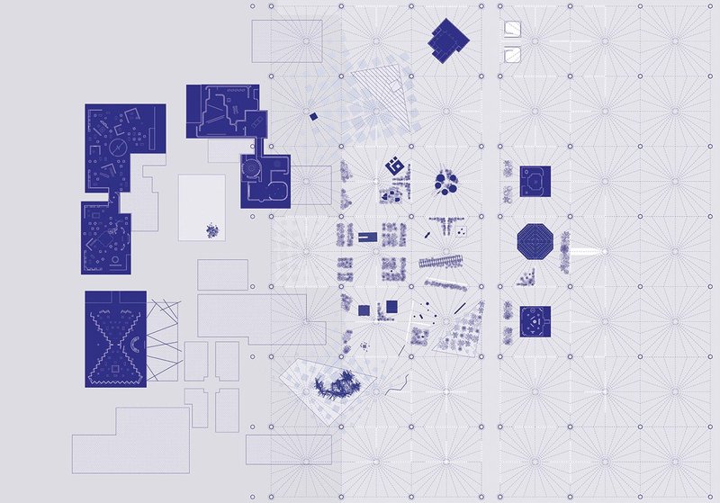 OMA’s exhibition plan is split into seven indoor and outdoor elements under the terminal’s tensile fabric roof.