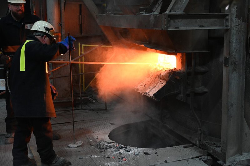 Photographs of the first electric cement production in an electric arc furnace at the Materials Processing Institute in Teesside.