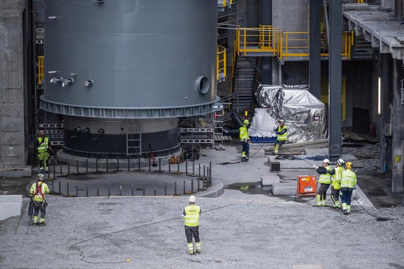 The world’s first cement carbon capture and storage facility, under construction at Norcem Brevik in Norway.