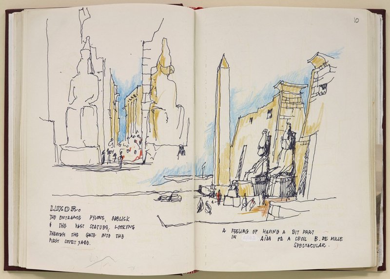 Sketchbook recording the visit of Denis and Mary Mason Jones to Egypt and Jordan, 1982.