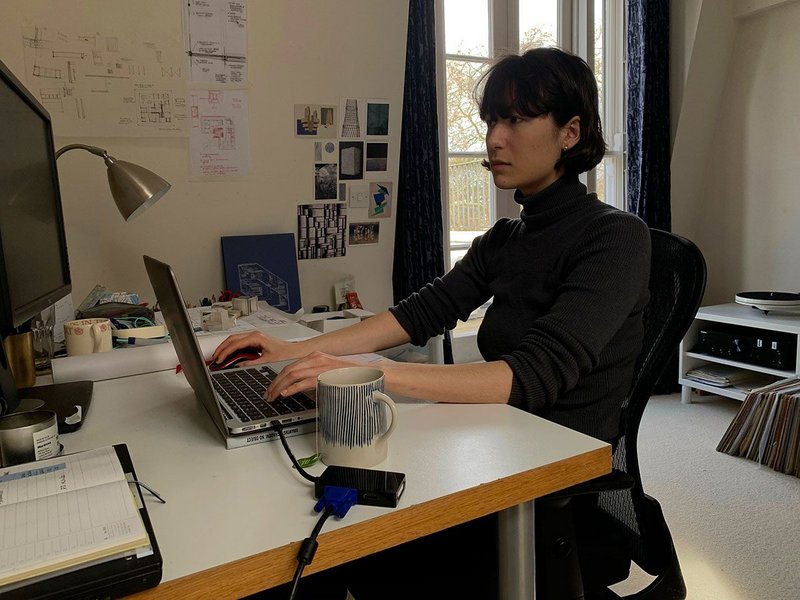 Holly Baker, a student at Edinburgh School of Architecture and Landscape Architecture (ESALA), has adapted her bedroom in the family home in London to accommodate model making and drawing.