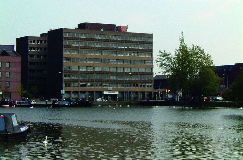 Lincoln’s 1970s Witham Wharf office block before conversion.