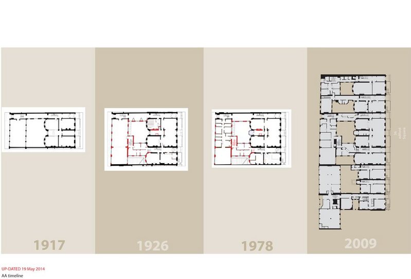The Architectural Association's ground floor plan over time.