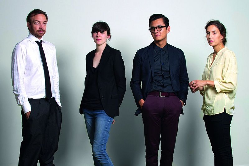 From left, curators Liam Young, Jose Esparza and Mariana Pestana with chief curator Beatrice Galilee (second left).