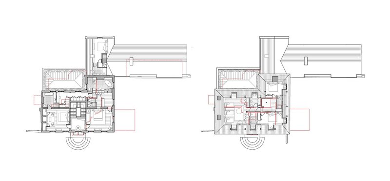 Main house first and second floor plans.