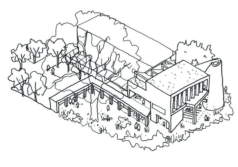 Latest in a line  of churches is this ‘paper  scroll’ design with cloister, and  an associated community centre and housing, in the home counties