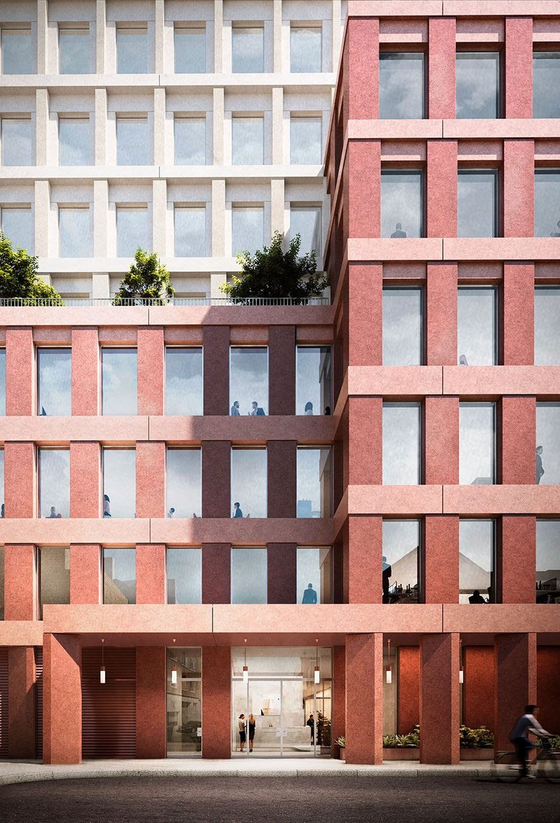 Piercy&Company’s Berkeley Square. A hybrid structure of steel and exposed CLT will lie behind the facade.