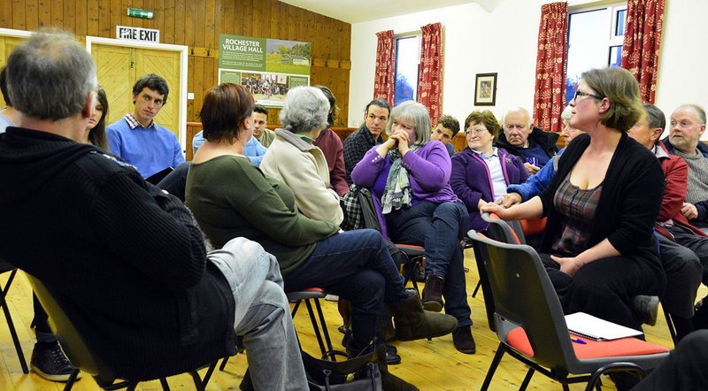 Village hall meeting.