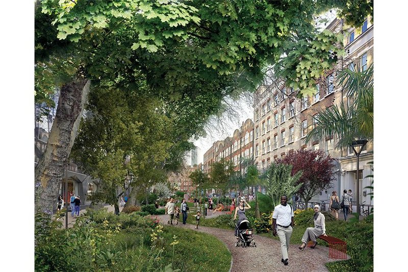 Alfred Place  near Tottenham Court Road in London, redesigned by DSDHA as a pocket park.