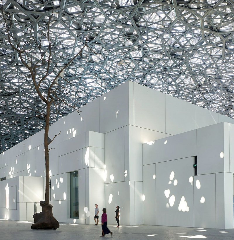 Nouvel’s ‘Arab village’ of galleries beneath Nouvel’s enormous fractal dome.