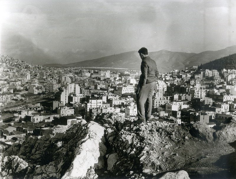 Man contemplating the expansion of the 20th century city, Athens, 1957.