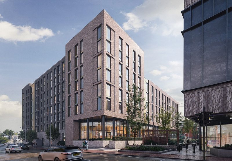Maber Architects’ Beeston Square student housing in Nottingham for Cassidy Group.