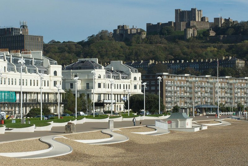 Dover Esplanade, designed by Tonkin Liu as an artwork of undulating ramps, retaining wall and lighting columns. The practice worked with Harvey Thorp of Thorp Precast to create the sculptural interventions.