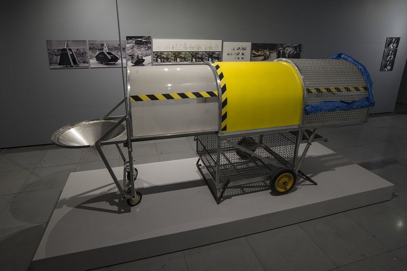 Krzysztof Wodiczko, Homeless Vehicle Project, 1987-89, Installation view. Liverpool Biennial 2016 at FACT.